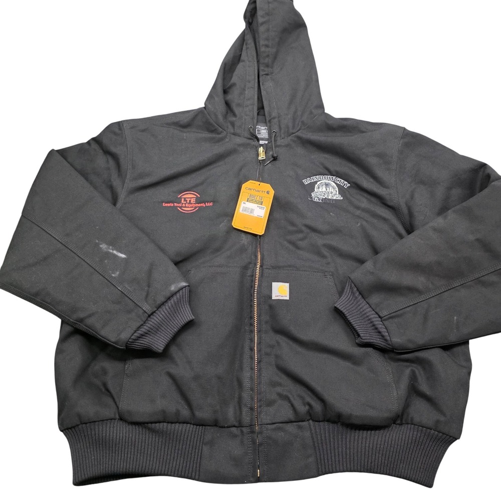 Carhartt Loose Fit Duck Thermal Lined Hooded Jacket Black 2XL OJ0140-M - READ